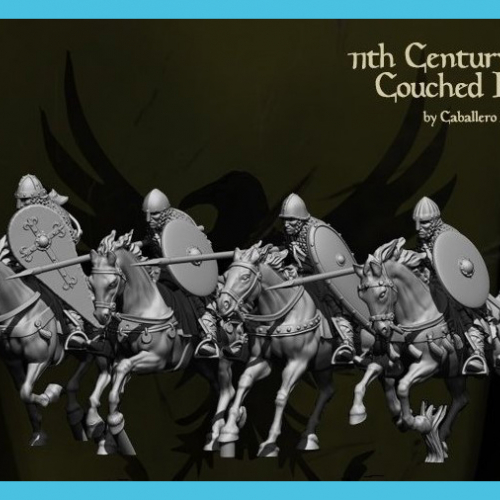 Chevaliers espagnols chargeant avec lance (XI ième siècle - 5 cavaliers).