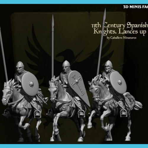 Chevaliers espagnols avec lance (XI ième siècle - 3 cavaliers).