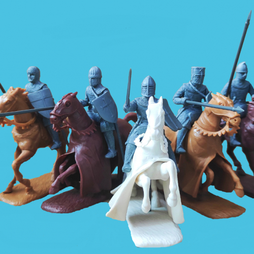 B14 : 5 sergents à cheval avec épée ou lance (têtes, corps et bras interchangeables).