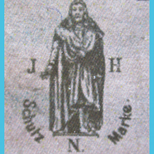 La vierge de Dürer entourée des initiales J ohann - H affner - N uremberg.