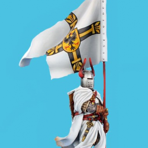 CRU113 Teutonique porte bannière avec bouclier dans le dos.
