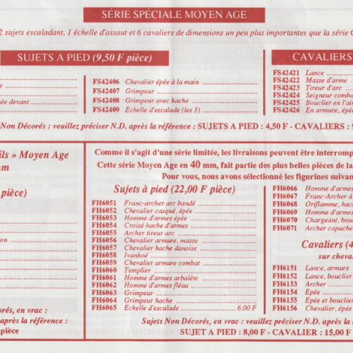 Catalogue 1995 avec nouvelles références.