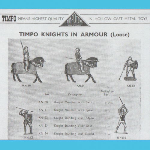 Catalogue Timpo avec les 5 figurines de la série.