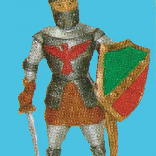 COMGT01 Chevalier de faction avec épée et bouclier (Photo, Hermida Juan, Comansi, page 78).