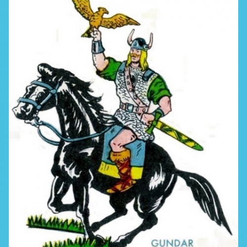 Gundar à cheval avec faucon.