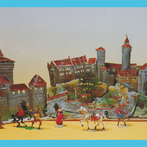 Vieux Nuremberg, château des Burgraves et la porte des Dames (photo extraite du livre "Alte Deutsche Spielfiguren in Blei", H.H. Roer).