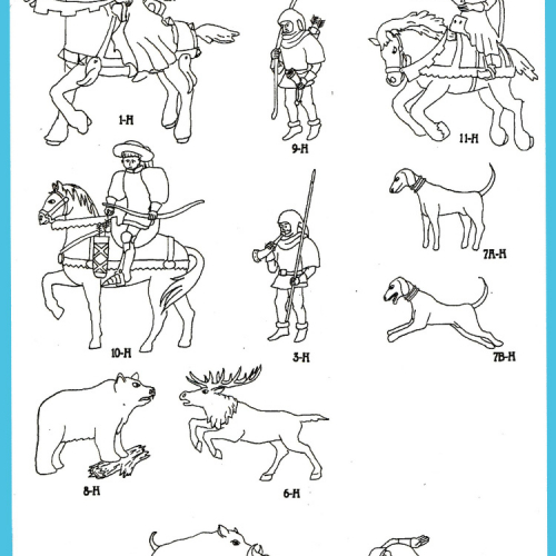 Personnages de la chasse - Hunting Figures 1-H à 11-H. Le 12-H est le set complet.