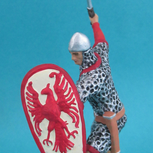 51001 Chevalier normand avec épée, bouclier abaissé et cervelière.