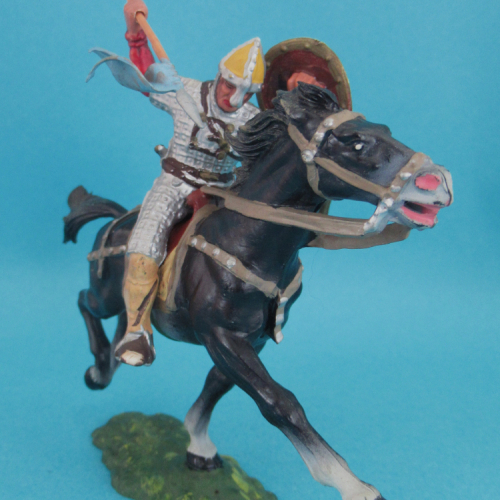 8872  Cavalier normand frappant de sa lance et bouclier oblong (II) sur cheval 1.