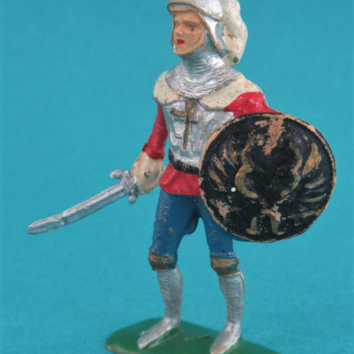 CH05a Chevalier avec casque à plumet, épée et bouclier rond ailes (version R.F.).