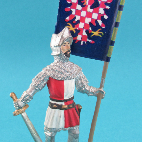 Chevalier avec bannière à la main gauche et épée à la main droite - HS063k.