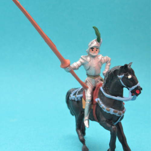 365 Chevalier avec lance, casque à plumets (cheval Nr 179).