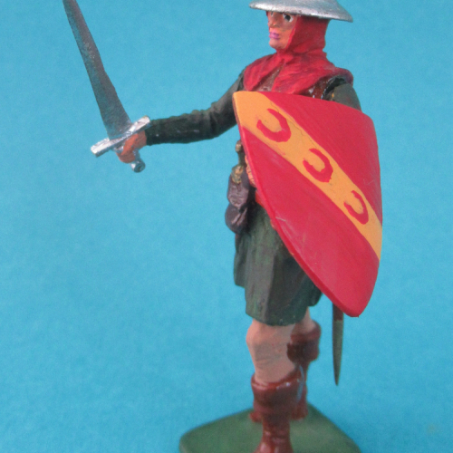 MED S-103  Homme d'armes avec épée et bouclier aux armes de Sir Alexander Seton (ecossais bataille de Bannockburn 1314).