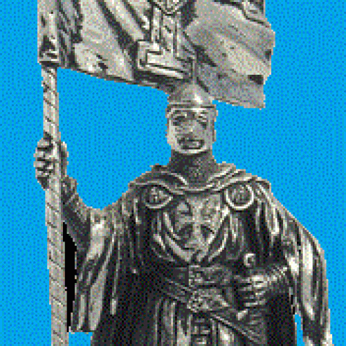 M129 Chevalier teutonique avec la bannière de l'Ordre (1400).