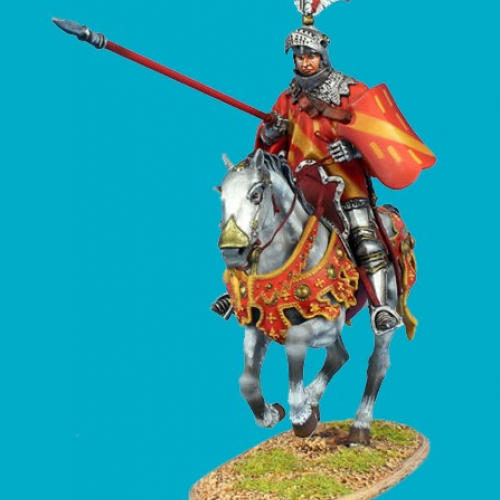 MED046 Guillaume de Saveuse, Seigneur d'Inchy chargeant à cheval avec lance.