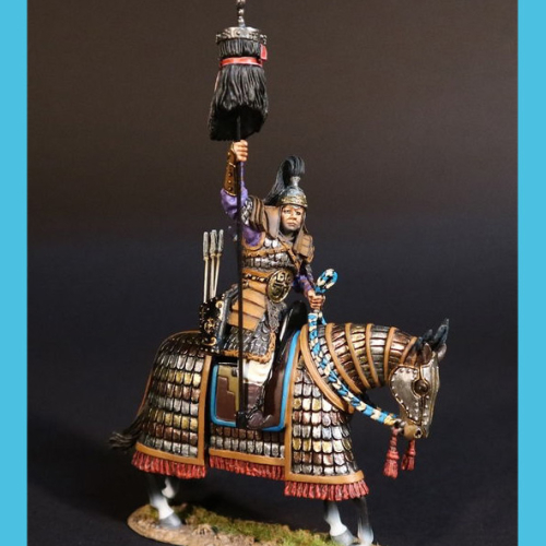 MIJ-002       Porte étendard mongol à cheval.