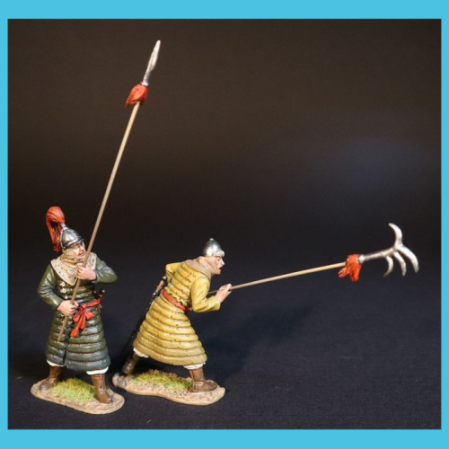 MIJ-017B    Set de 2 guerriers coréens avec lance à crochet.