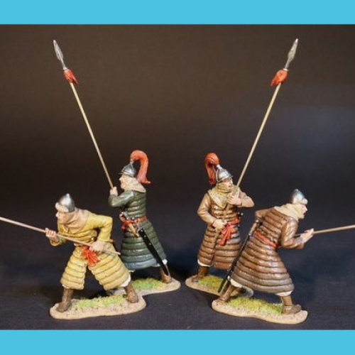MIJ-017N    Set de 4 guerriers coréens avec lance à crochet (17A et 17B).
