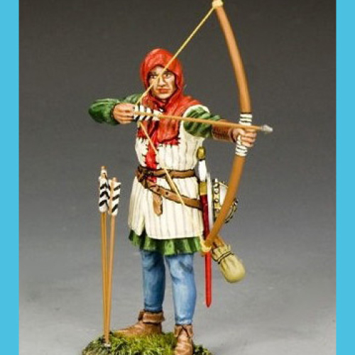 MK240    Archer anglais en train de viser (chemise verte).