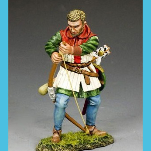MK244    Archer anglais en train de tendre son arc (chemise verte).