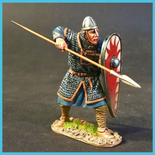 NM021A Normand pointant sa lance et bouclier.