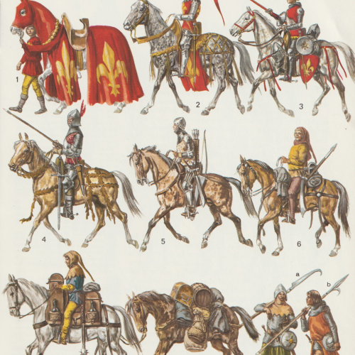 Tout créateur a besoin de sources d'inspiration (Fred et Liliane Funcken, "Costume, armure et armes au temps de la chevalerie", volume 1, page 87, Edts Casterman, 1977).