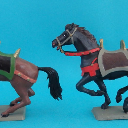 Cheval cabré et cheval au galop - 1966 - brun/blanc/noir.