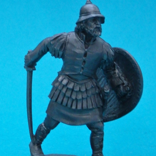 Guerrier byzantin avec épée et bouclier.