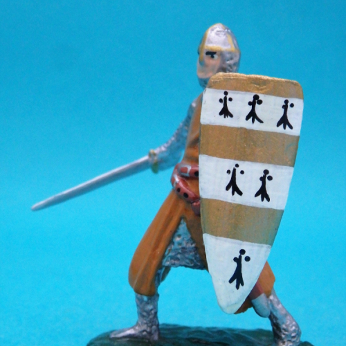 Homme d'armes de Trencavel avec épée et bouclier.
