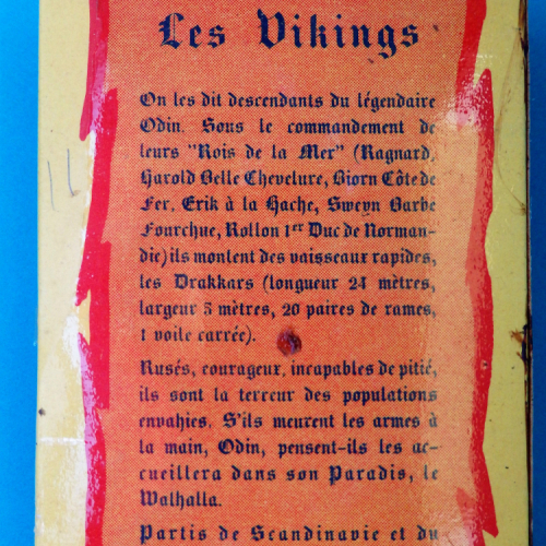 Légende au dos de la boîte de la série complète des 5 figurines.