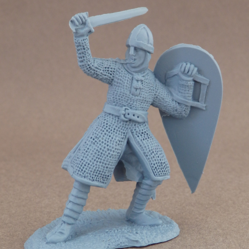 WAL007 - Set 1 - 13. Normand se défendant épée et bouclier levés.