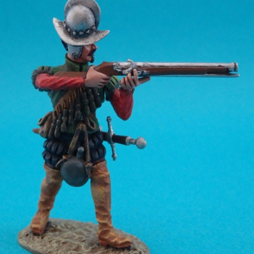 Conquistador avec fusil et morion.