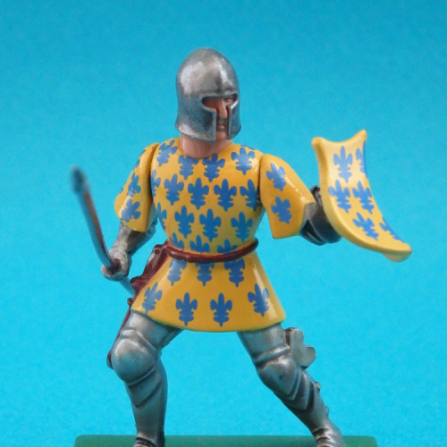 Nr 08413   Chevalier à pied jaune et bleu avec lance.