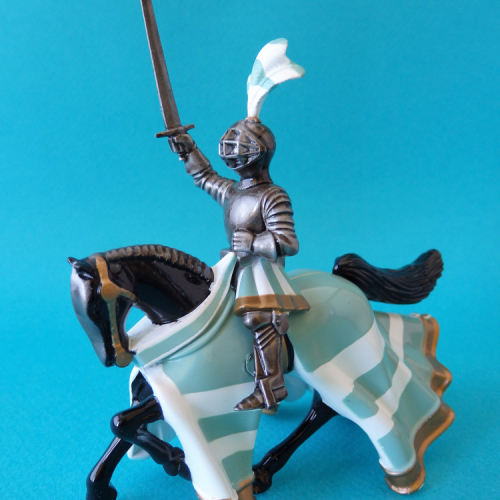 Nr 08764 Set en boîte - chevalier à cheval vert et blanc avec épée.