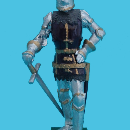 Chevalier de faction avec épée (moule Rose Miniatures).