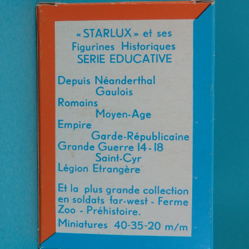 Inscriptions sur le dos de la boîte individuelle.