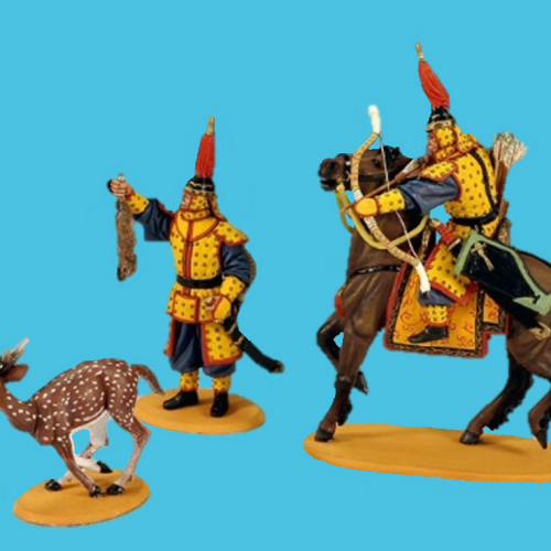 IC035 The Hunting Set : Le set de chasse (1 cavalier, 1 fantassin et 1 animal).