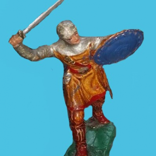 TOR08 Homme d'armes avec épée et bouclier rond (Elastolin).