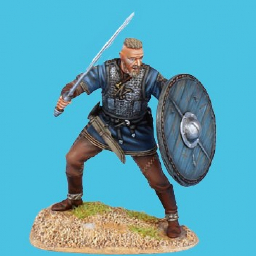 VIK013 Viking nu tête avec épée et bouclier