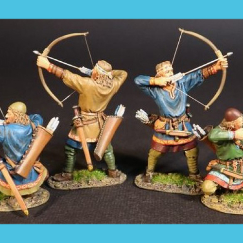VIK39N    Set de 4 vikings archers prêts à tirer, regroupant les poses 39A/39B
