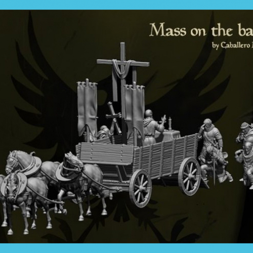 Chariot transportant la croix et l'autel.