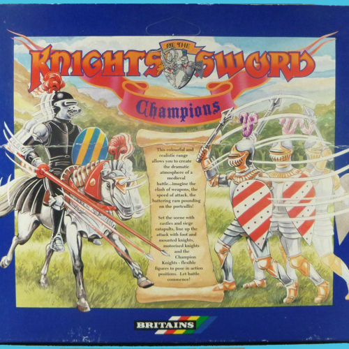 7803/7804 Verso de la  Boxed set contenant 3 Champion Knights à cheval.
