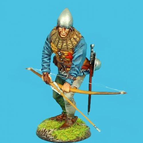 MED030 Archer avec épée et rondache chargeant son arc.