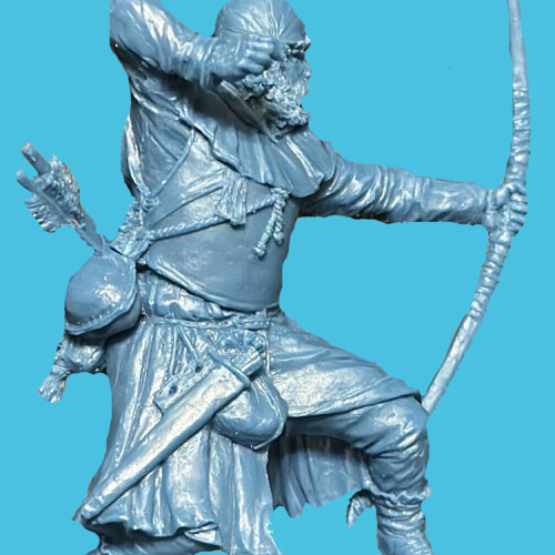 03. Archer croisé tirant, pied droit posé sur un pierre.