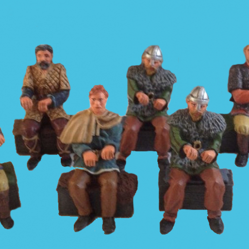 VIK107 Rameurs vikings Set 1 (8 figurines assises sur des coffres).