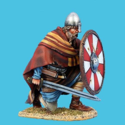 VIK020a Viking à genoux avec épée et bouclier (premier rang).